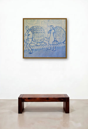 Destination by artist Sanu Ramakrishnan displayed in a Art Deco Hallway