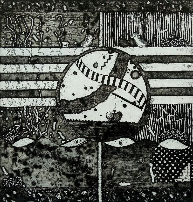 contemporary printmaking titled 'Destination', 10x10 inches, by artist Kapil Verma on Paper