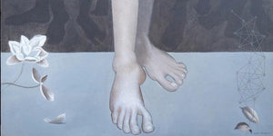 Figurative acrylic painting titled 'Destination', 20x39 inches, by artist Bibhas Baidya on Canvas