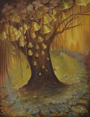 Religious oil painting titled 'Devotion', 48x36 inches, by artist Durshit Bhaskar on Canvas