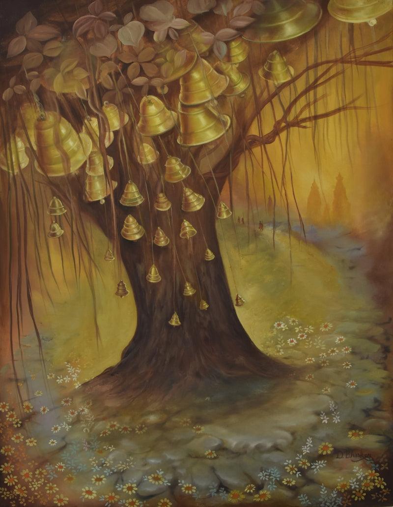 Religious oil painting titled 'Devotion', 48x36 inches, by artist Durshit Bhaskar on Canvas