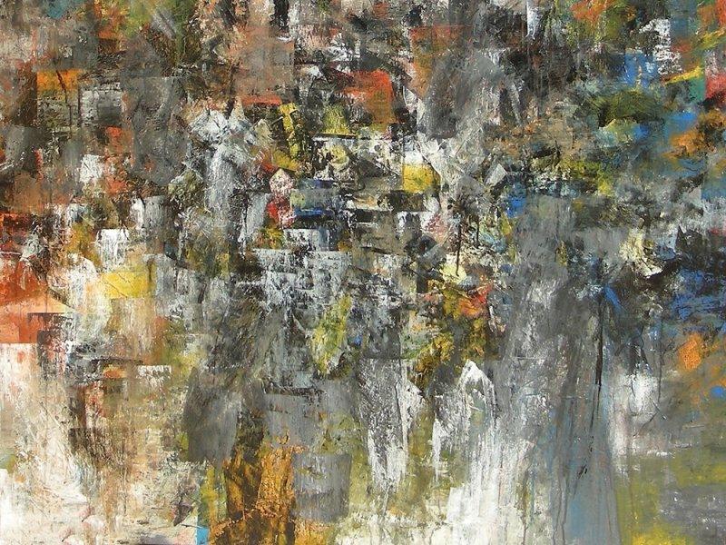 Abstract acrylic painting titled 'Distant View', 36x48 inches, by artist M Singh on Canvas