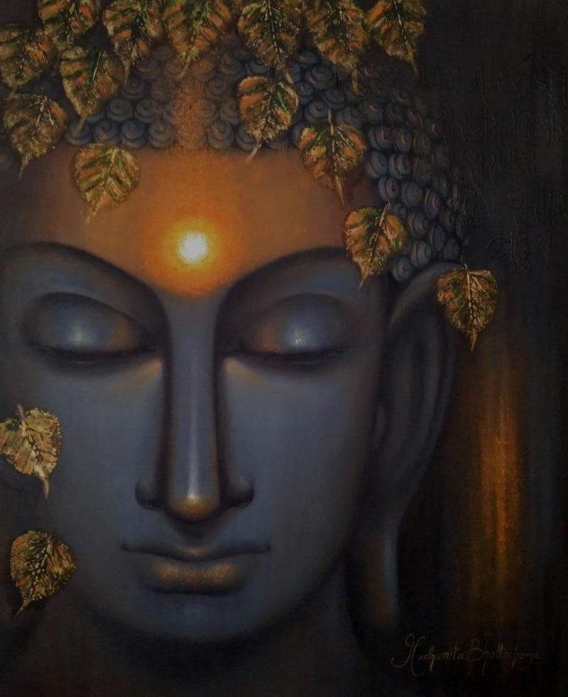 Religious oil painting titled 'Divine Soul', 36x30 inches, by artist Madhumita Bhattacharya on Canvas