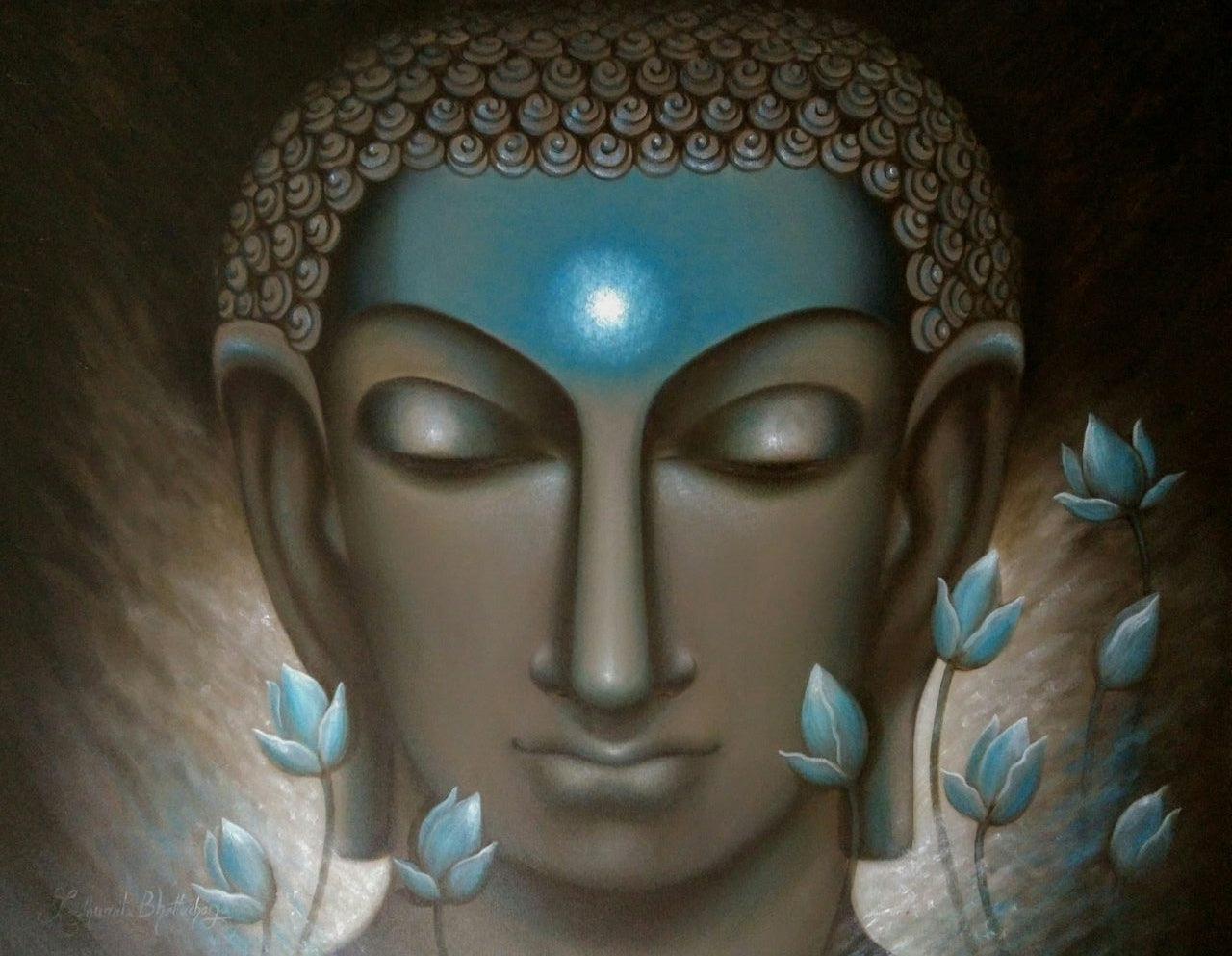 Religious oil painting titled 'Divinity', 35x45 inches, by artist Madhumita Bhattacharya on Canvas