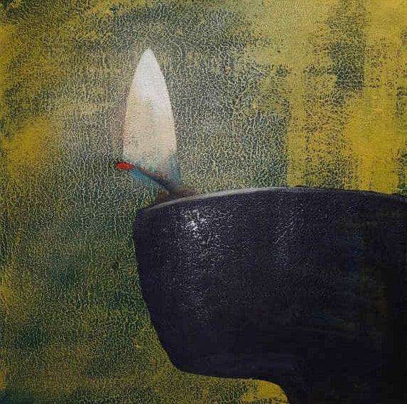Still-life acrylic painting titled 'Diya', 18x18 inches, by artist Gopal Pardeshi on Canvas