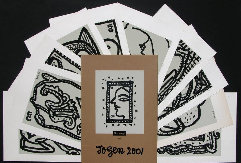 contemporary serigraphs painting titled 'Drawings', 14x20 inches, by artist Jogen Chowdhury on Paper