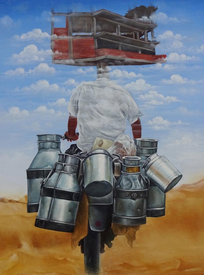 contemporary oil painting titled 'Dream', 36x28 inches, by artist Anil Kumar Bodwal on Canvas