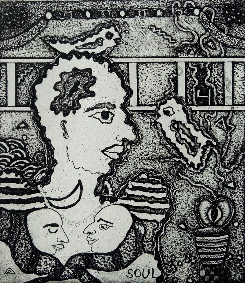 contemporary printmaking titled 'Dream', 5x4 inches, by artist Kapil Verma on Paper