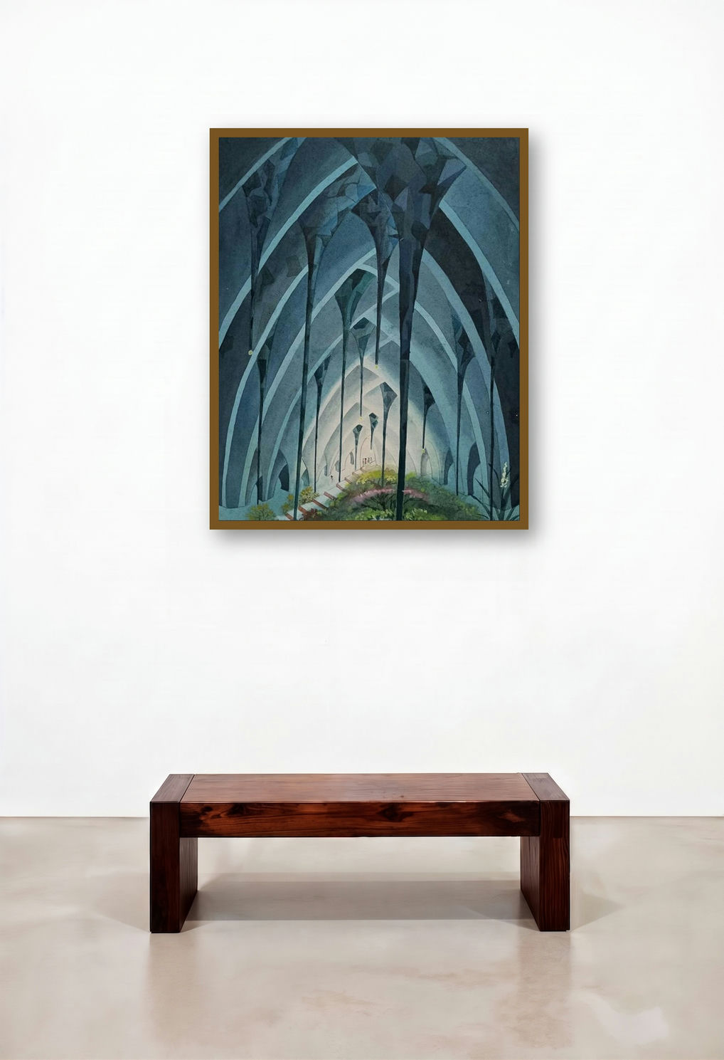 Dream (Celestial Hallway) by artist Rina Roy displayed in a Traditional Executive Office