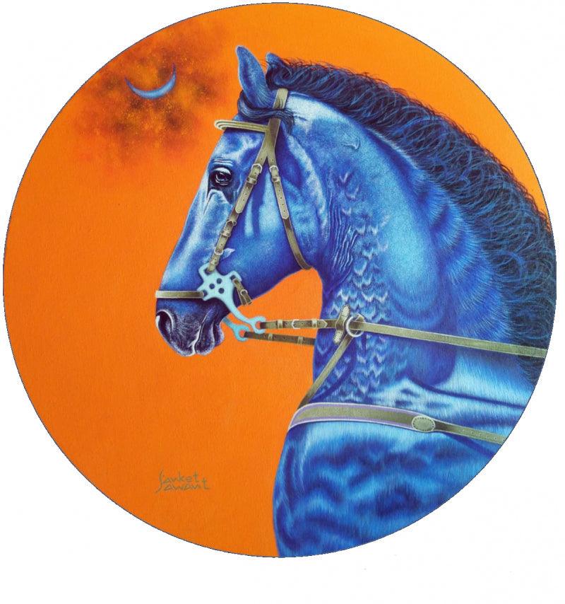 Animals acrylic painting titled 'Dream Horse 2', 24x24 inches, by artist Sanket Sawant on Canvas