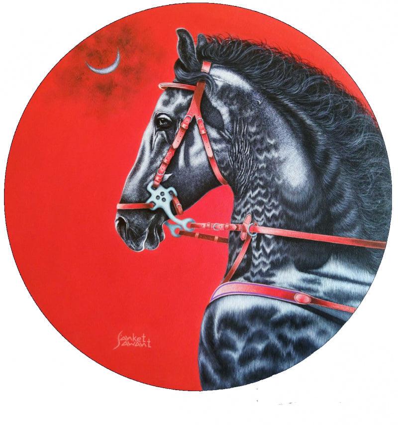 Animals acrylic painting titled 'Dream Horse', 24x24 inches, by artist Sanket Sawant on Canvas