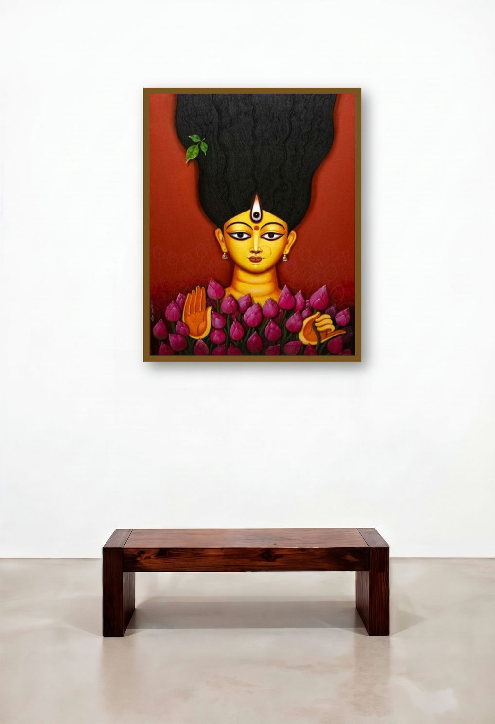 Durga (Divine Serenity) by artist Rajib Deyashi displayed in a Coastal Penthouse