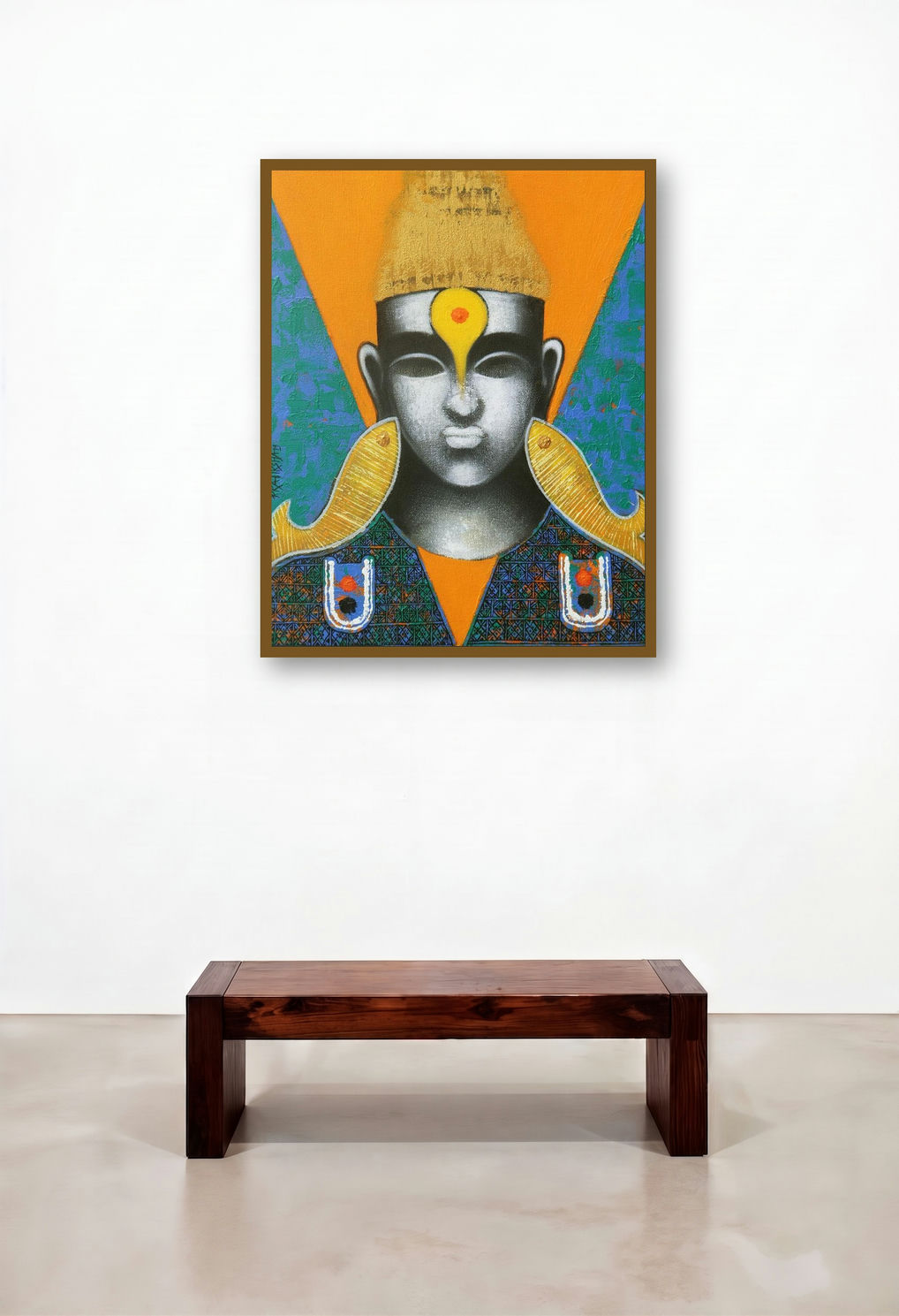 Ecstasy (Vithal) by artist Pratiksha Bothe displayed in a Japandi Family Room