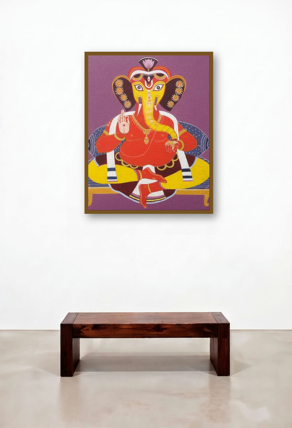 Ekdant (Blessing) by artist Bhaskar Lahiri displayed in a Minimalist Hotel Lobby