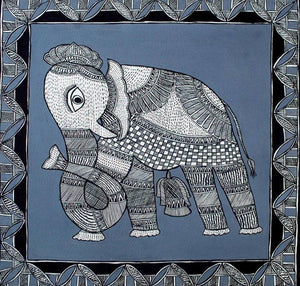 Animals acrylic painting titled 'Elephant', 24x24 inches, by artist Preeti Das on Canvas