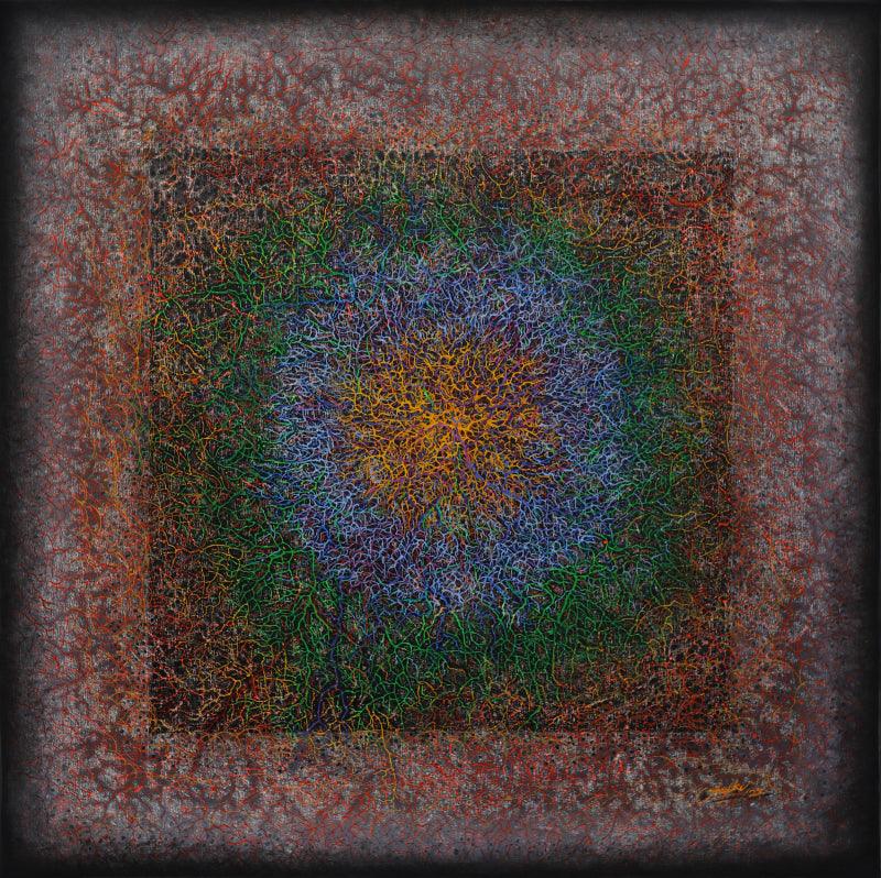 contemporary acrylic painting titled 'Enlightenment', 36x36 inches, by artist Anil K Vishwa on Canvas