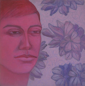 Figurative acrylic oil painting titled 'Face 1', 12x12 inches, by artist Partha Mondal on Canvas