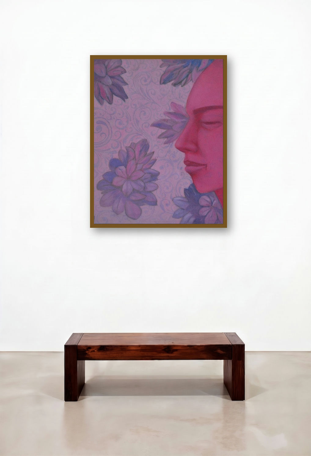 Face 2 (Tranquil Profile) by artist Partha Mondal displayed in a Industrial Hallway