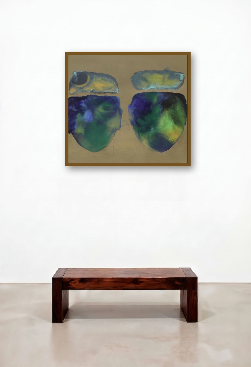 Faces (Contemplative Gaze) by artist Milan Desai displayed in a Urban Loft Bedroom