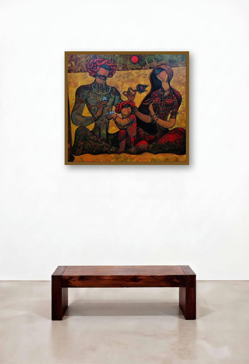 Family 6 (Eternal Bond) by artist Ramesh Gujar displayed in a Classic Library