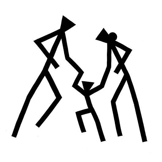 Figurative ink drawing titled 'Family', 12x12 inches, by artist Ashok Hinge on board