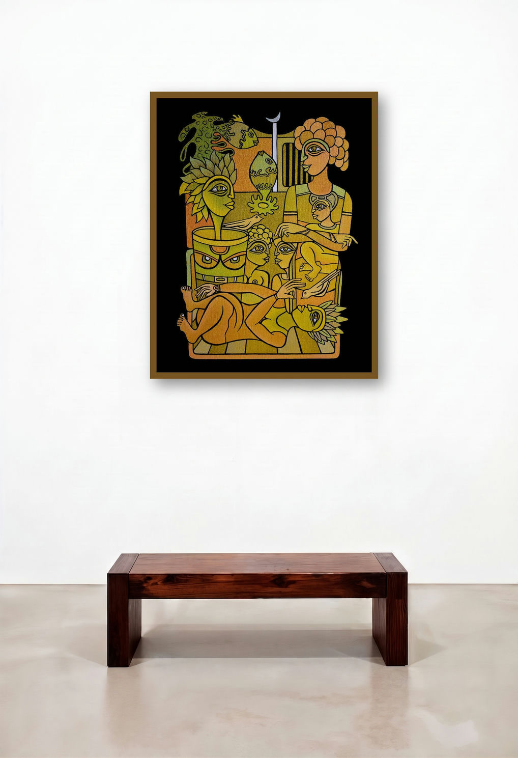 Fantasy 3 (The Cosmic Gathering) by artist Arvind Sharma displayed in a Transitional Dining Room