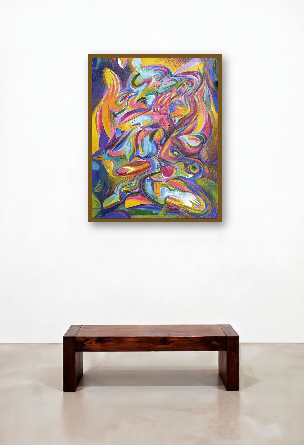 Father And Son (Cosmic Dance) by artist Girinath Gopinath displayed in a Japandi Study