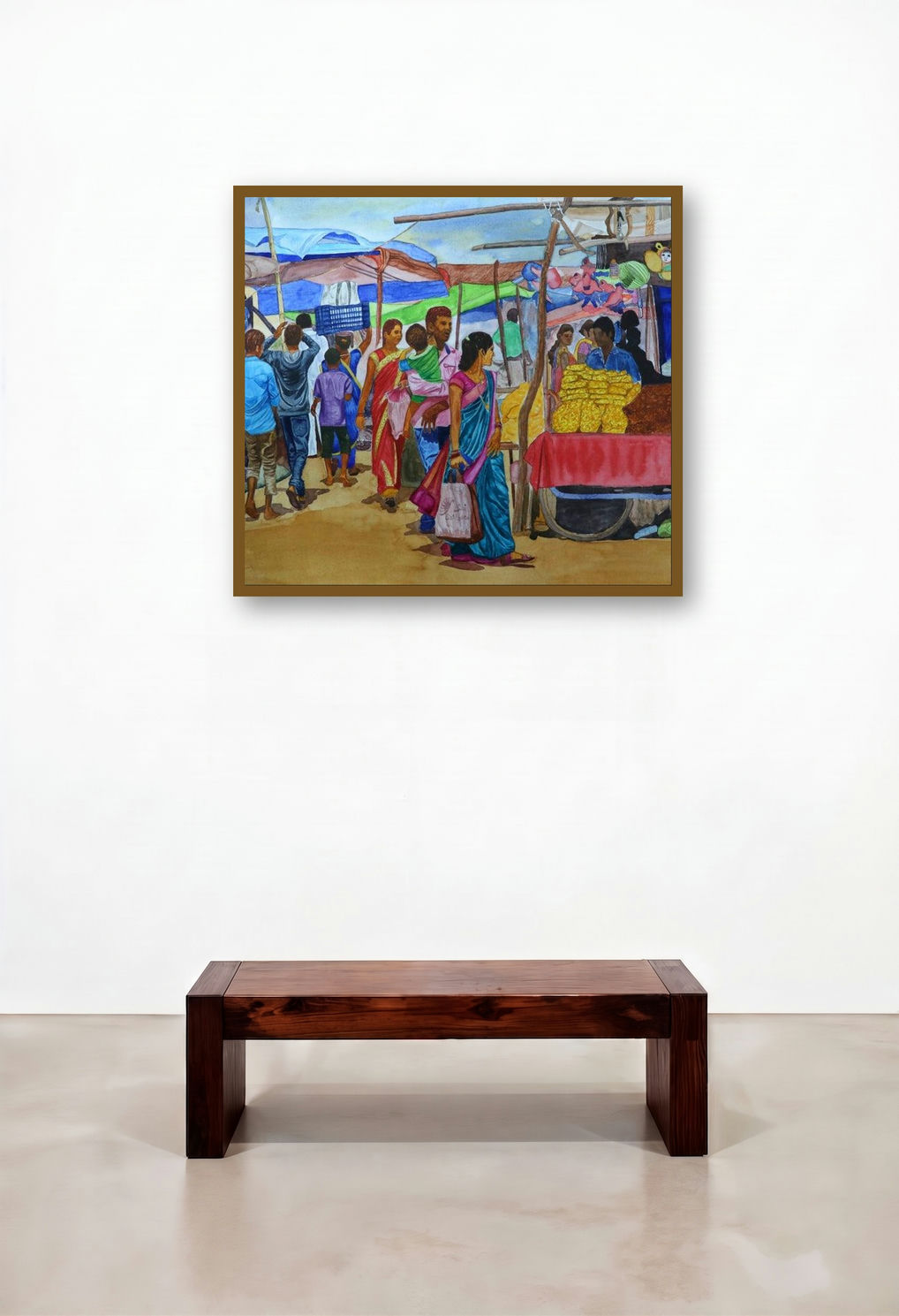 Festival (Festive Dance) by artist Shiva Prasad Reddy displayed in a Minimalist Penthouse