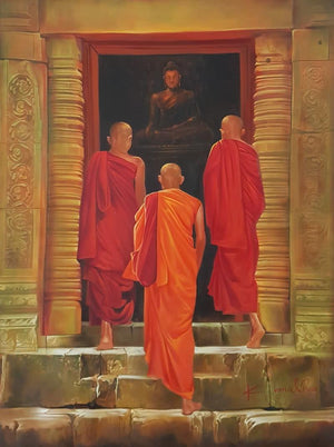 Religious oil painting titled 'Final Destination', 36x48 inches, by artist Kamal Rao on Canvas