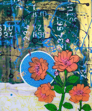 Nature acrylic painting titled 'Flower 2', 30x24 inches, by artist GOPAL Roy on Glass