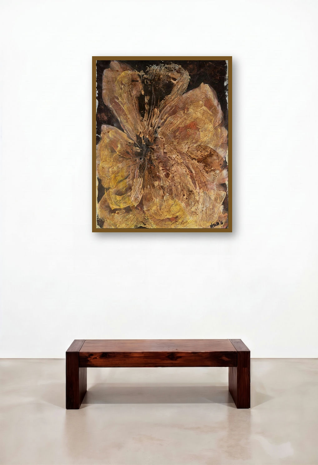 Flower Study (Earth Forms 2) by artist Veena Advani displayed in a Luxury Hotel Lobby
