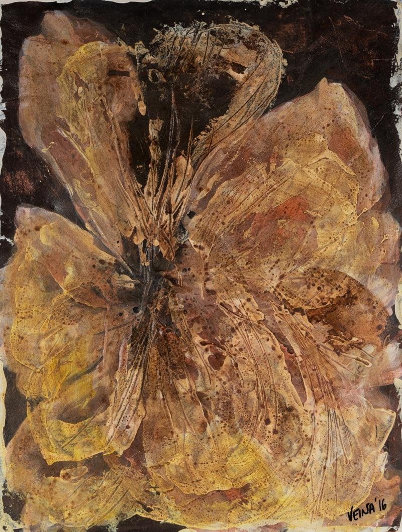 Nature mixed media titled 'Flower Study', 30x22 inches, by artist Veena Advani on Canvas
