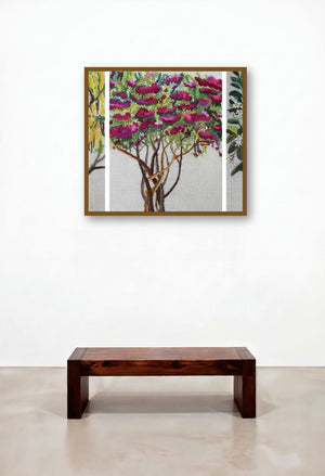 Flowers (Triptych of Trees) by artist Shatabdi Roy displayed in a Contemporary Executive Office