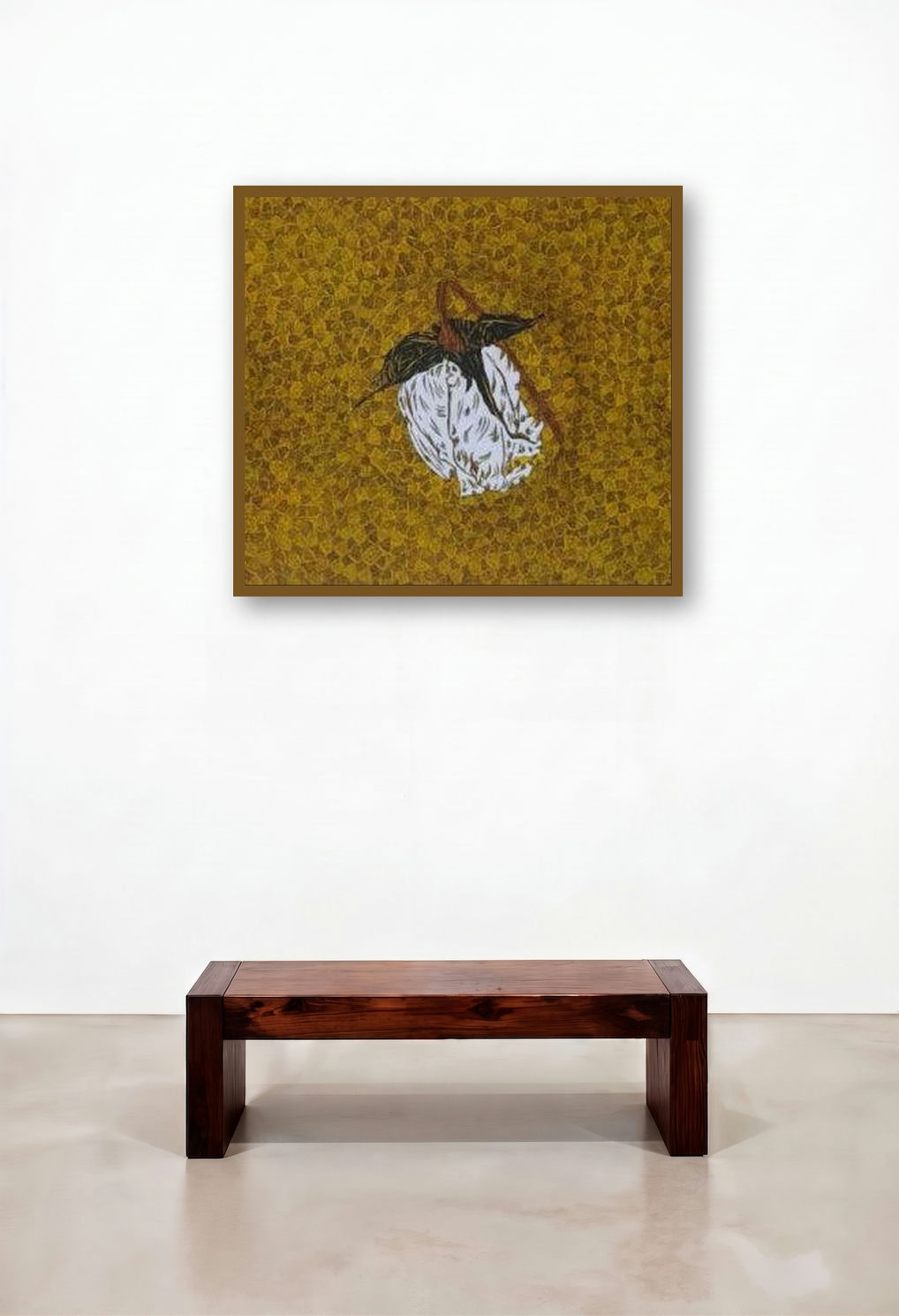 Flowers (Three White Flowers) by artist Rama Krishna V displayed in a Coastal Bedroom