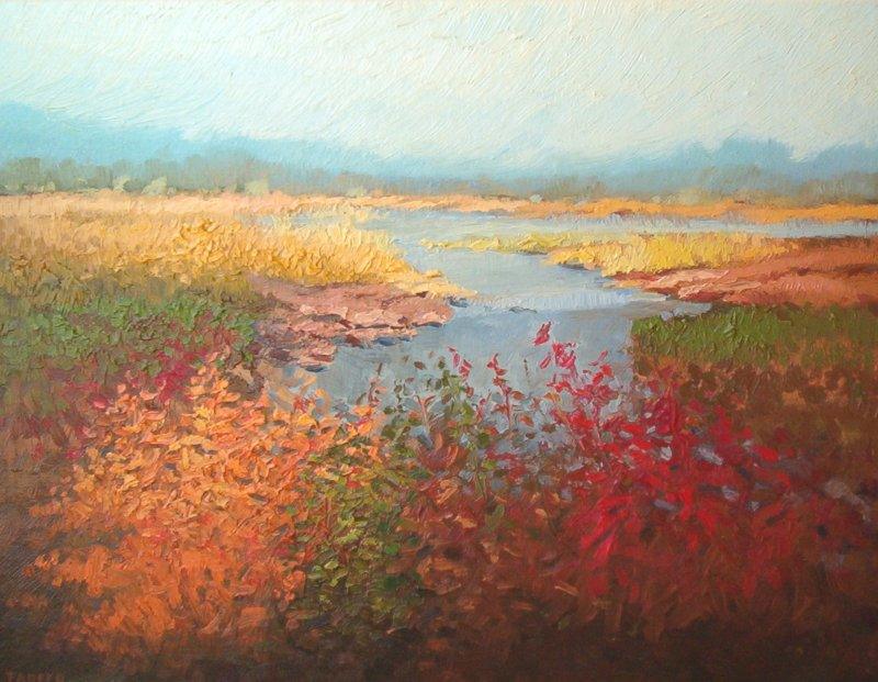 Landscape oil painting titled 'Foliage', 18x14 inches, by artist Fareed Ahmed on Canvas Board