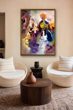 Folk Musicians by artist Kariyappa Hanchinamani displayed in a Indian Art gallery