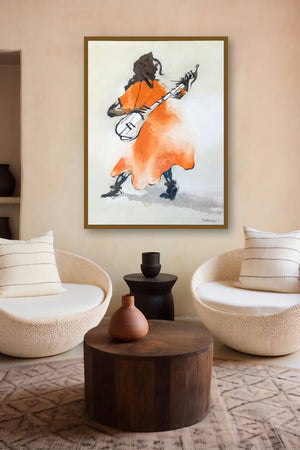 Folk Singer (Urban Jungle) by artist Tirthankar Biswas displayed in a Luxury gallery