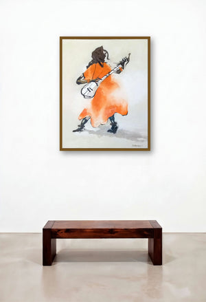 Folk Singer (Urban Jungle) by artist Tirthankar Biswas displayed in a Contemporary Family Room