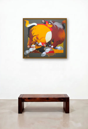 Force (Joyful Frolic) by artist Uttam Manna displayed in a Luxury Lounge