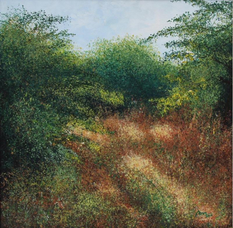 Nature acrylic painting titled 'Forest', 26x26 inches, by artist VIMAL CHAND on Canvas