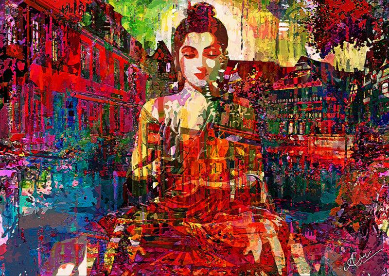 Religious mixed media painting titled 'Freedom', 32x45 inches, by artist Anil Kumar on Canvas