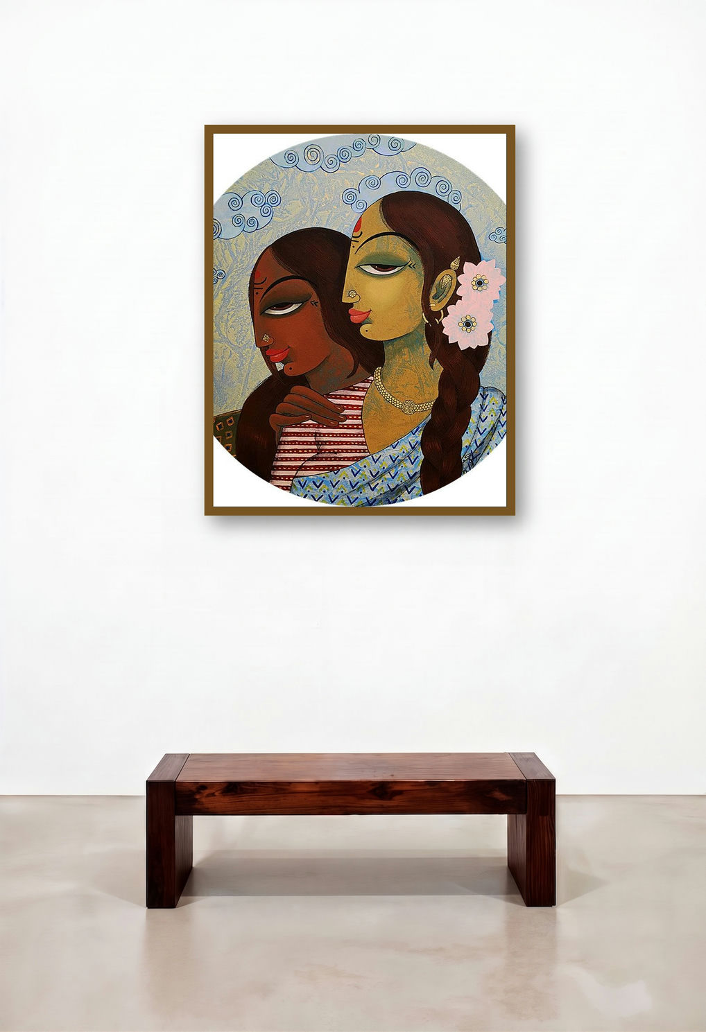 Friends by artist Varsha Kharatamal displayed in a Modern Lounge