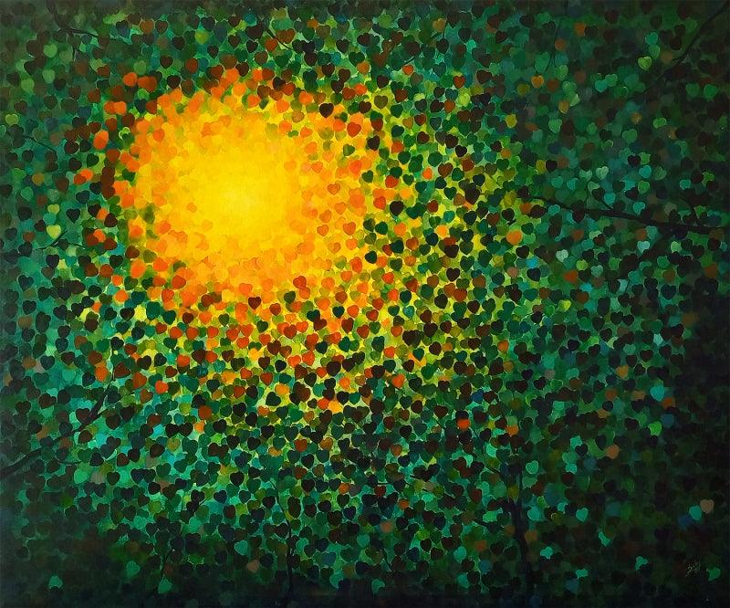 Nature acrylic painting titled 'From The Nest', 60x76 inches, by artist Seby Augustine on Canvas