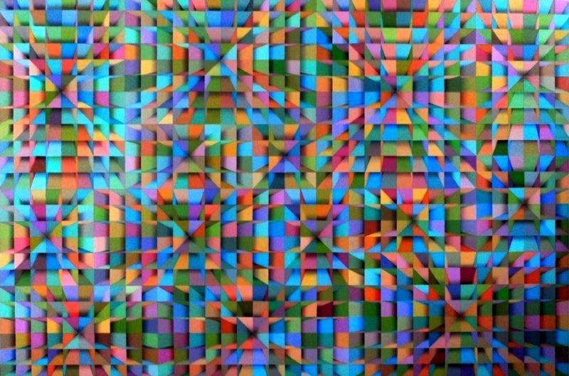 Abstract acrylic painting titled 'Fusion', 24x36 inches, by artist Samba Biswas on Canvas