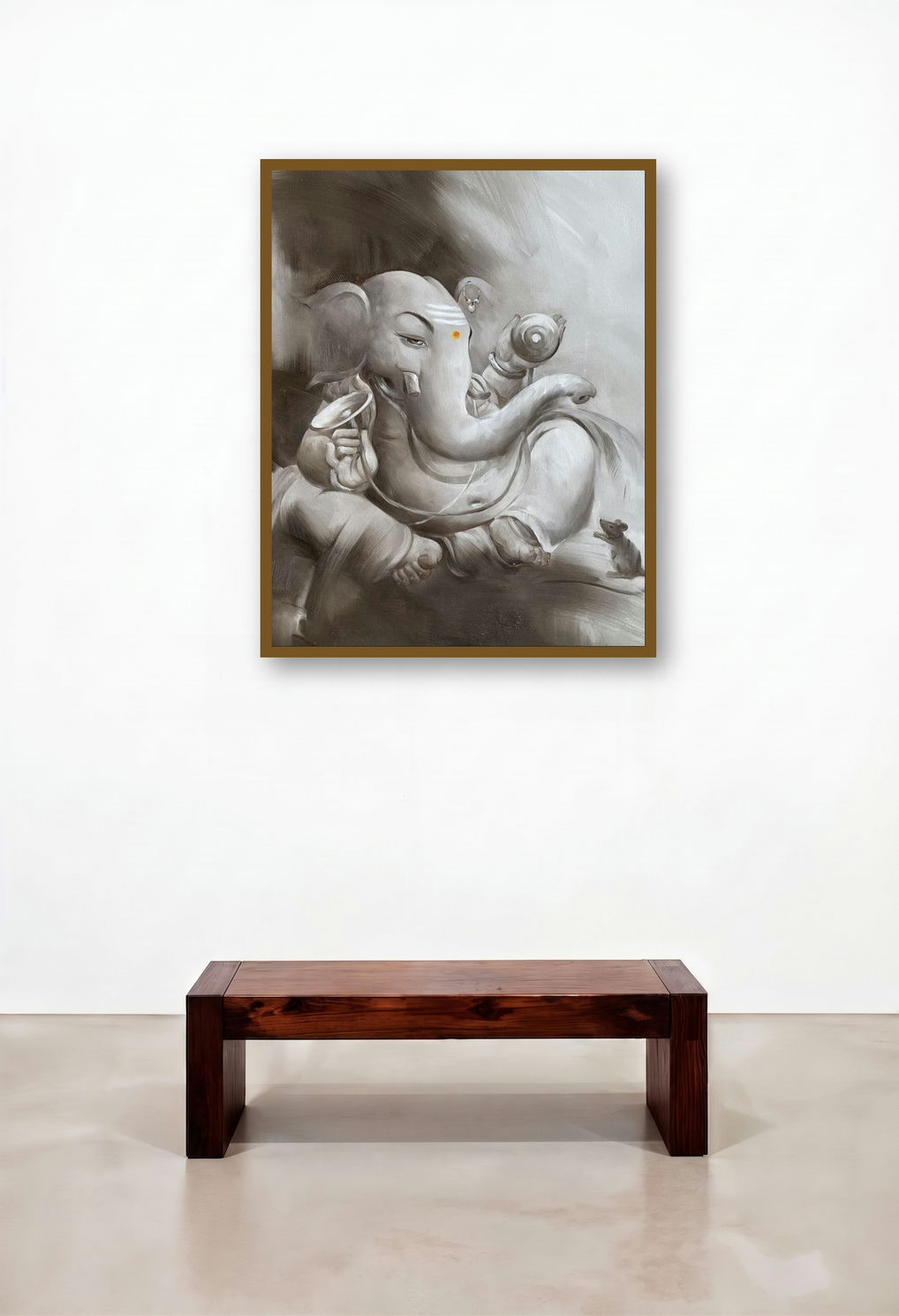 Ganapati (Inner Peace) by artist Namdev M Patil displayed in a Minimalist Penthouse