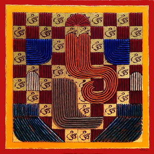 Religious acrylic painting titled 'Ganesha 1', 36x36 inches, by artist Sandesh Khule on Canvas