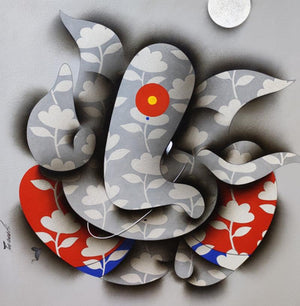 Religious acrylic painting titled 'Ganesha 1', 24x24 inches, by artist Paras Parmar on Canvas