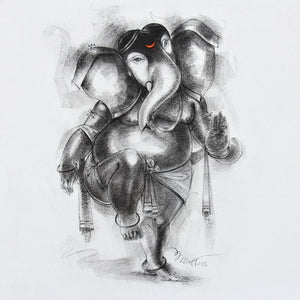 Religious acrylic painting titled 'Ganesha 1', 36x36 inches, by artist Sanjay Bhalerao on Canvas