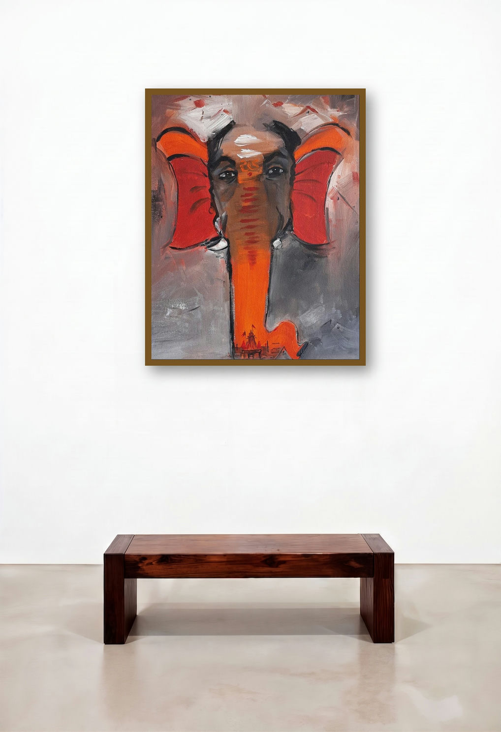 Ganesha 2 (The Serene One) by artist Sunil Bambal displayed in a Contemporary Dining Room