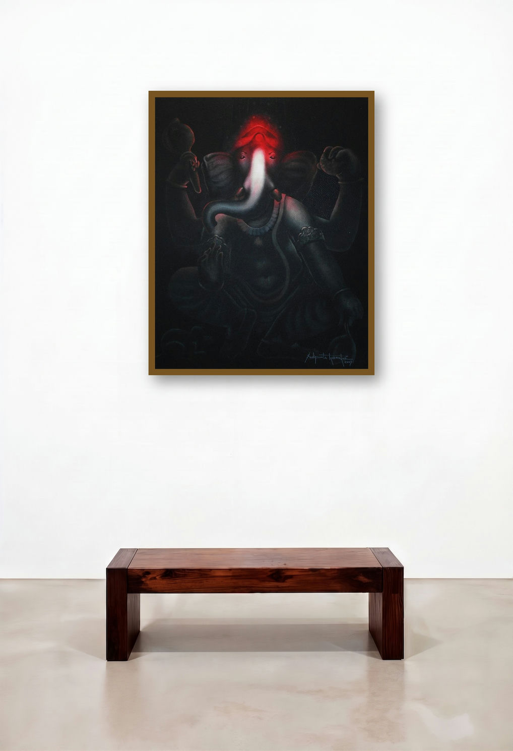 Ganesha 2 (The Remover of Obstacles) by artist Sudipta Karmakar displayed in a Luxury Family Room